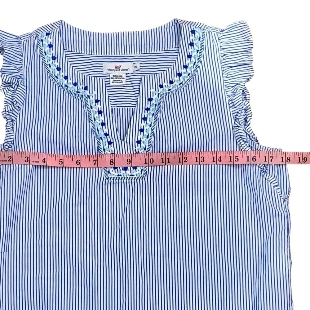 Vineyard Vines Blue and White Embroidered Blouse Size XS - Picture 9 of 10